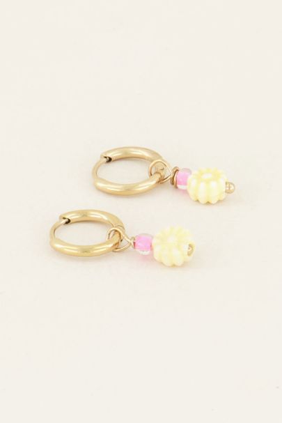 Earrings with beige flower bead | My Jewellery