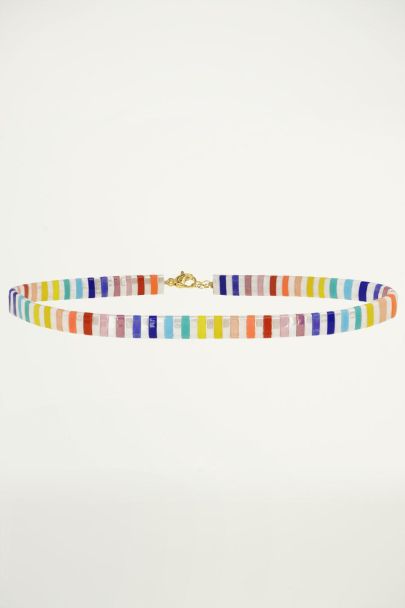 Multicolour choker with flat beads, beaded choker