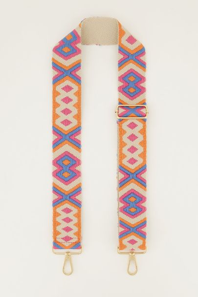 Beige bag strap met gekleurd patroon | My Jewellery