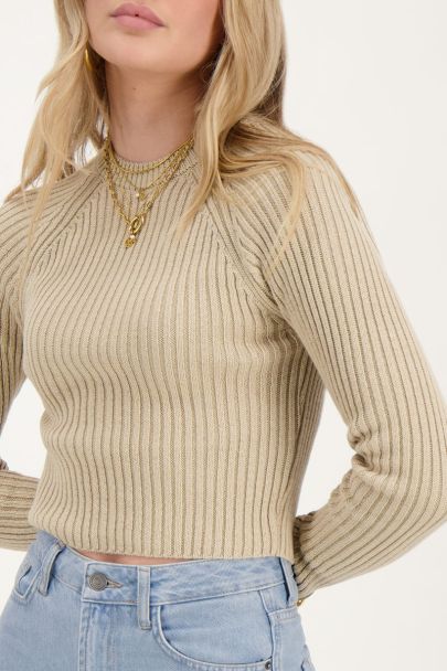 Beige knitted crop top