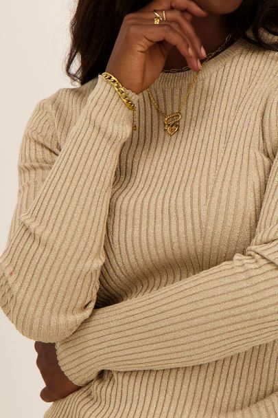 Beige glitter sweater with buttons