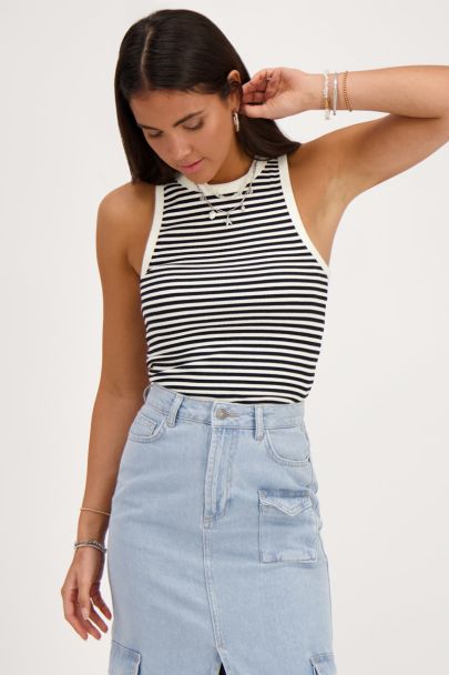 Black and white striped top