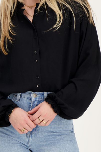 Black blouse with smock details