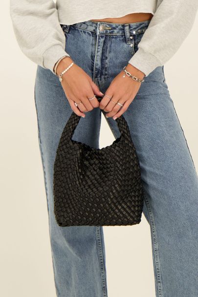 Black braided handbag