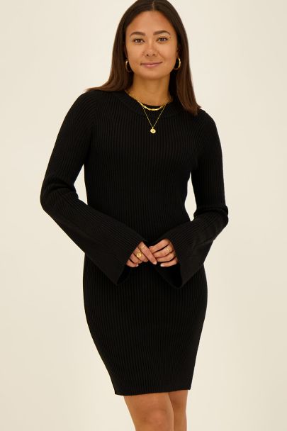 Black dress with flared sleeves