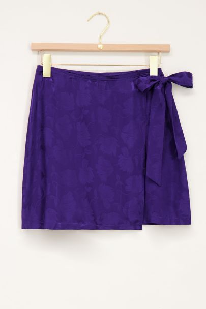 Blue jacquard wrap skirt