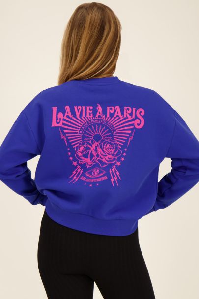 Blauwe sweater la vie a Paris