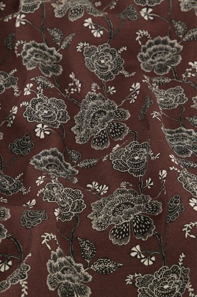 Brown floral print wrap dress