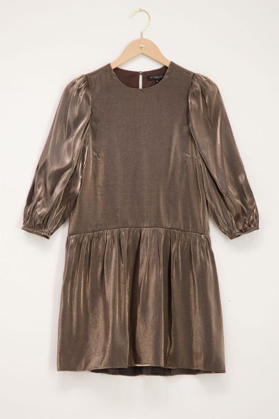 Brown puff sleeve dress