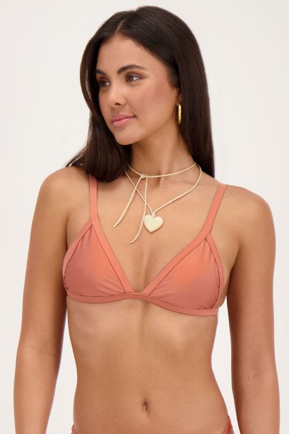 Koperkleurige glimmende triangel bikinitop