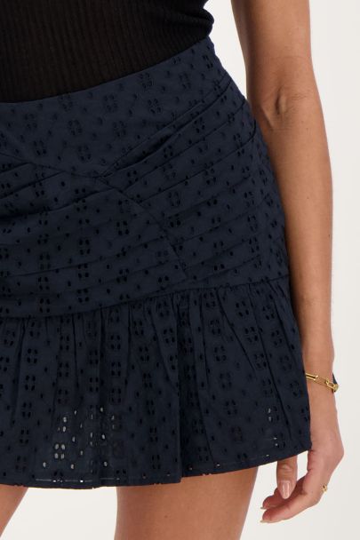 Dark blue skirt with broderie anglaise