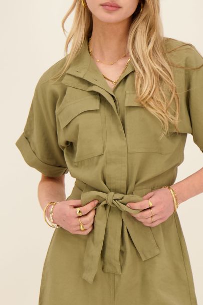 Dark green playsuit with chest pockets