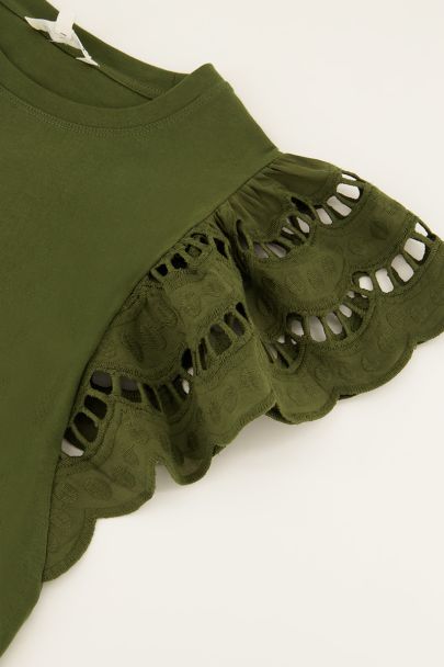 Dark green top with embroidered sleeves