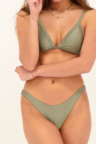 Dark green shiny V-shape bikini bottom