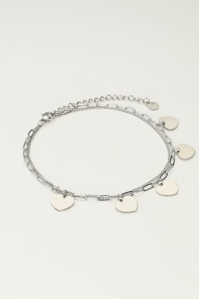 Double anklet with heart charms