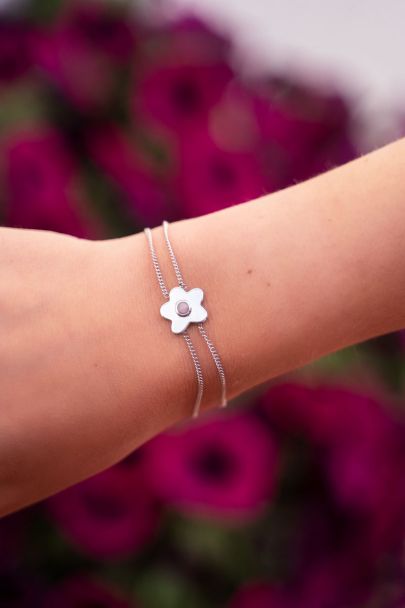 Blooming bracelet double avec pierre Quartz Rose