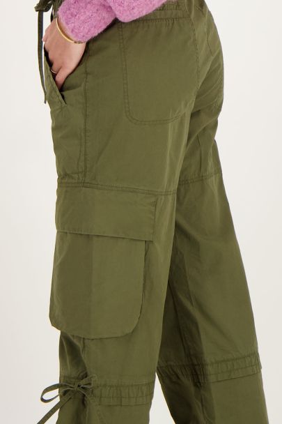 Pantalon cargo vert élastique
