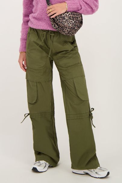 Pantalon cargo vert élastique