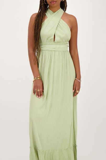 Green multiway maxi dress with lurex