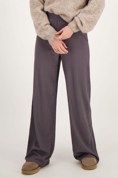 Pantalon large gris texturé