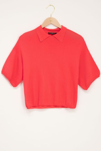 Coral loose fit polo shirt