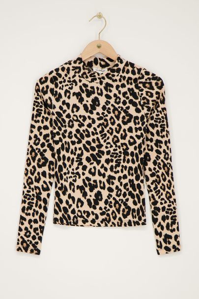 Panther print top with turtleneck 