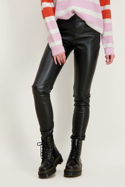 Black leather look leggings