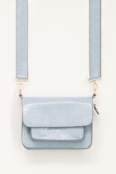 Lichtblauwe schoudertas croco print | Tassen | My Jewellery
