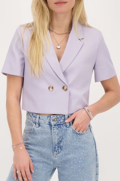 Lilac cropped blazer with short sleeves
