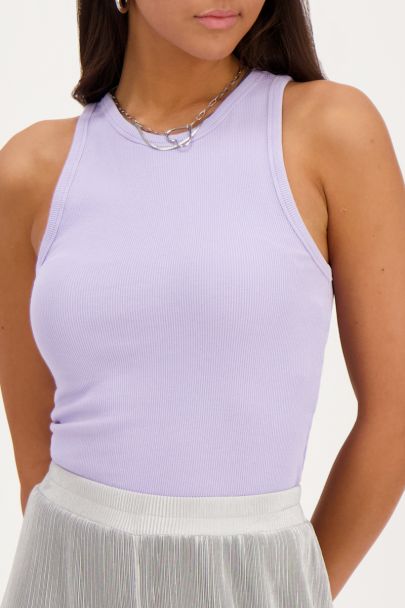 Lilac tank top with rib structure