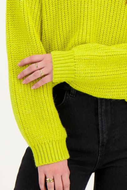 Lime green oversized sweater with collar
