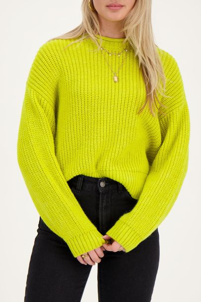 Lime green oversized sweater with collar