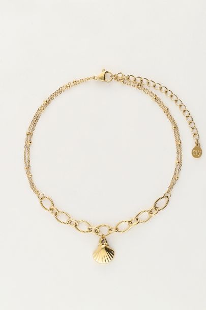 Minimalist anklet with chunky chains & seashell