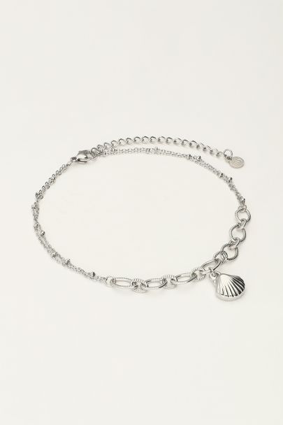 Minimalist anklet with chunky chains & seashell