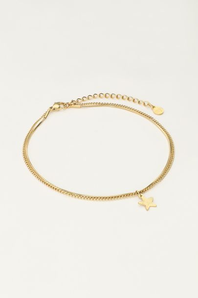 Minimalist double anklet with star charm