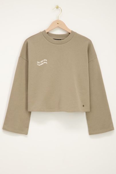 Taupe sweatshirt with wave text
