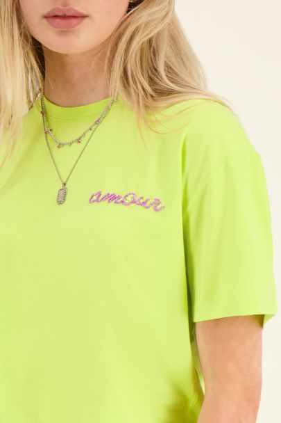 Mintgroen amour T-shirt met kralen