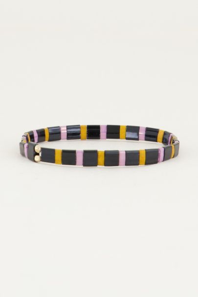 Black bracelet with coloured beads | Beaded bracelet My Jewellery