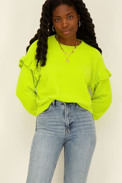 Lime green sweater with ruffles