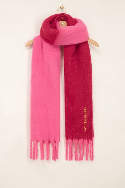 Pink and red scarf with fringing  | My Jewellery