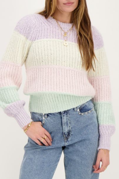 Multicoloured knit sweater pastel