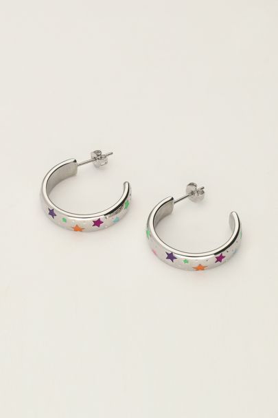 Candy hoop earrings with colourful stars | My Jewellery