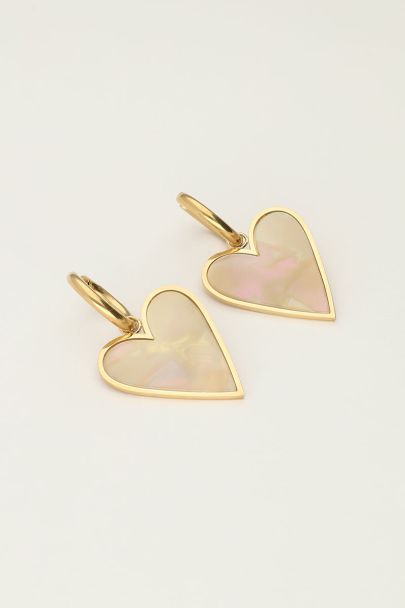 Hoop earrings with pearlised heart | My Jewellery