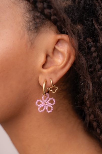 Hoop earrings with purple flower