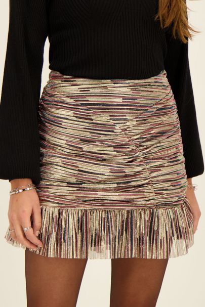 Multicoloured draped skirt with lurex
