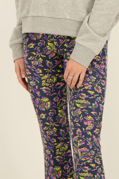 Navy flared trousers in paisley print