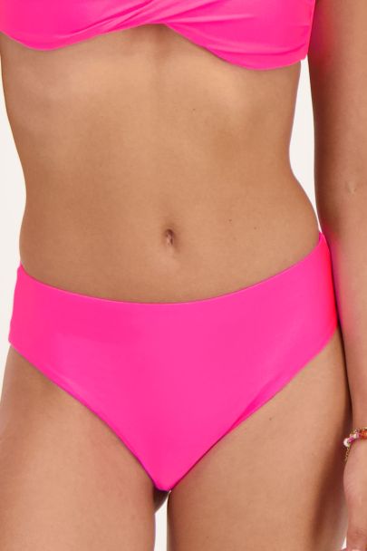 Neon roze high waist bikini broekje glanzend
