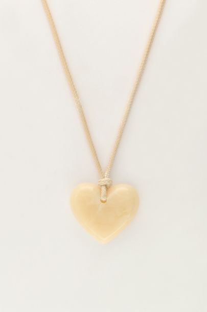 Ocean beige cord necklace with heart pendant