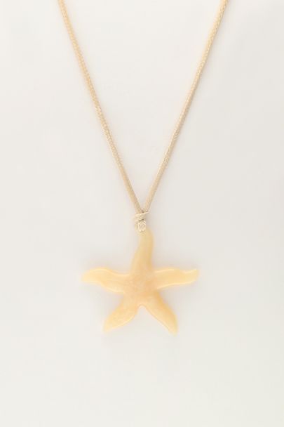 Collier Océan en corde avec étoile de mer beige 