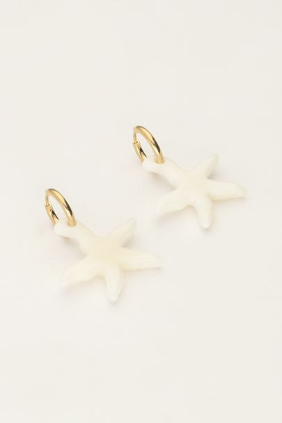 Ocean hoop earrings with small starfish beige | My Jewellery